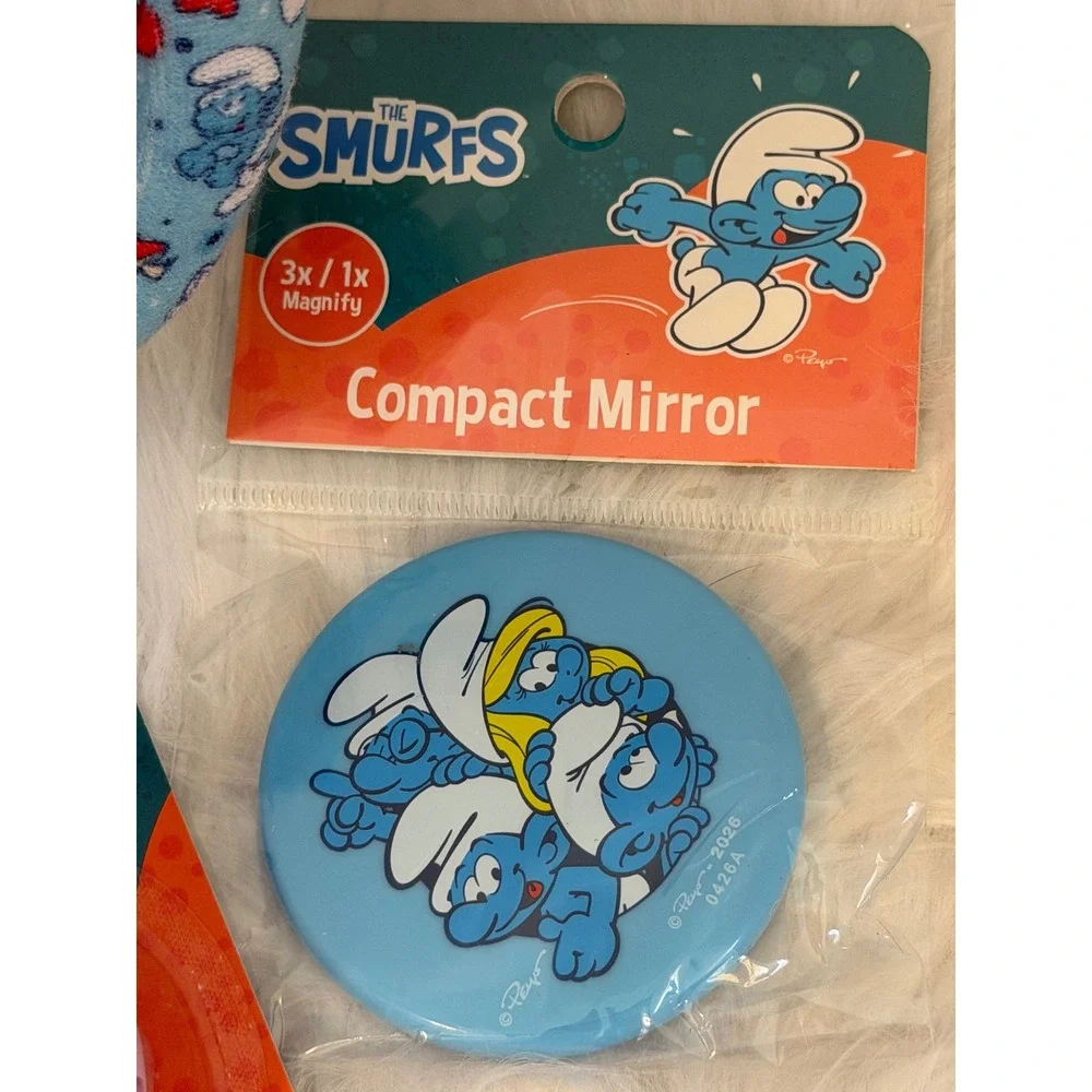 The Smurfs Spa Gift Set Headband Makeup Remover Pads Compact Mirror Lip Balm NEW